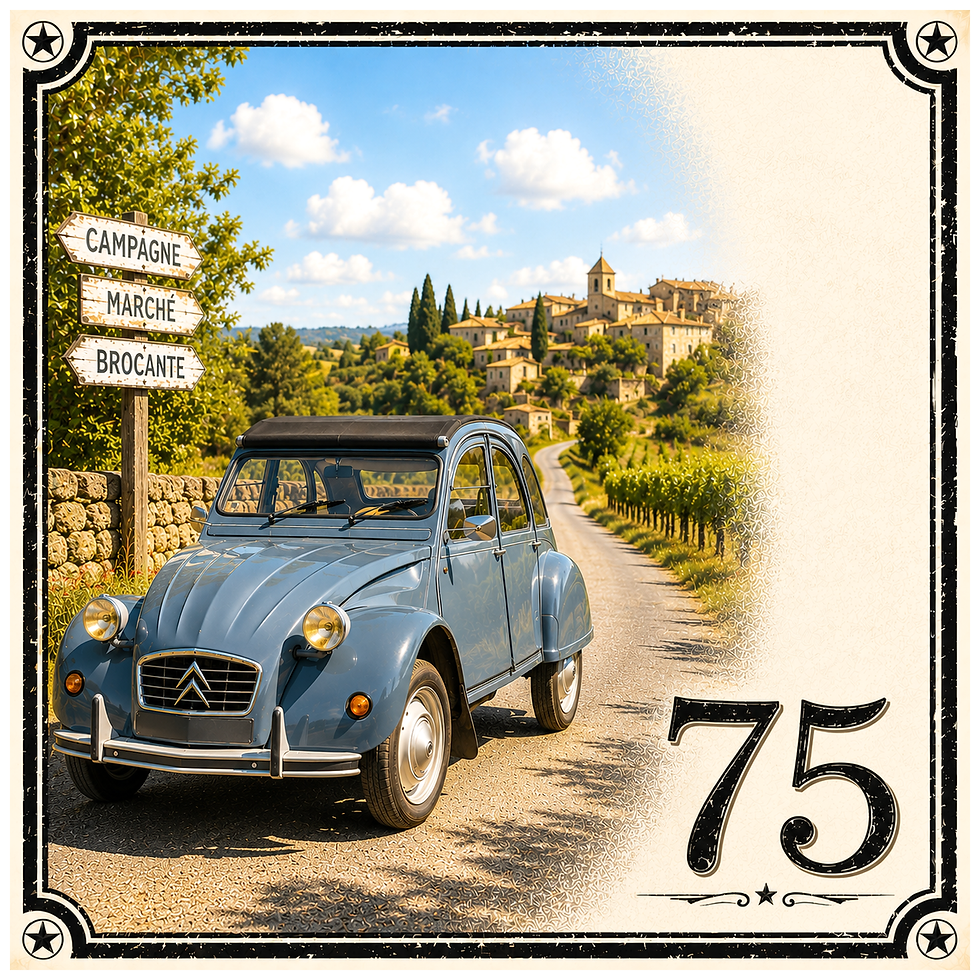 Numéro de maison personnalisé en céramique avec Citroën 2 CV bleue