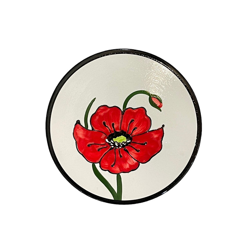 Miniatura: Dessous de plat céramique artisanale 22 cm motif coquelicot