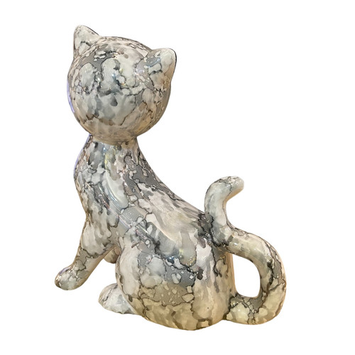 Primavera grand chat craquelé en céramique Art Déco vers 193 Primavera grand chat craquelé en céramique Art Déco vers 193