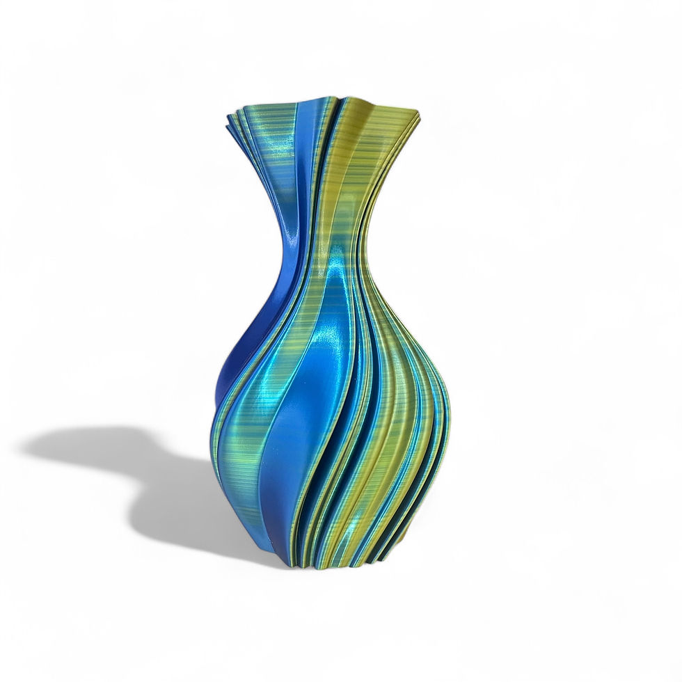 Vue de profil du vase Tokio Fiesta, dégradé de couleurs vives en plastique végétal.