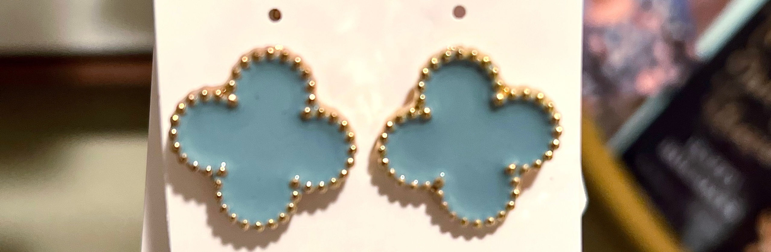 Blue Clover Earrings 