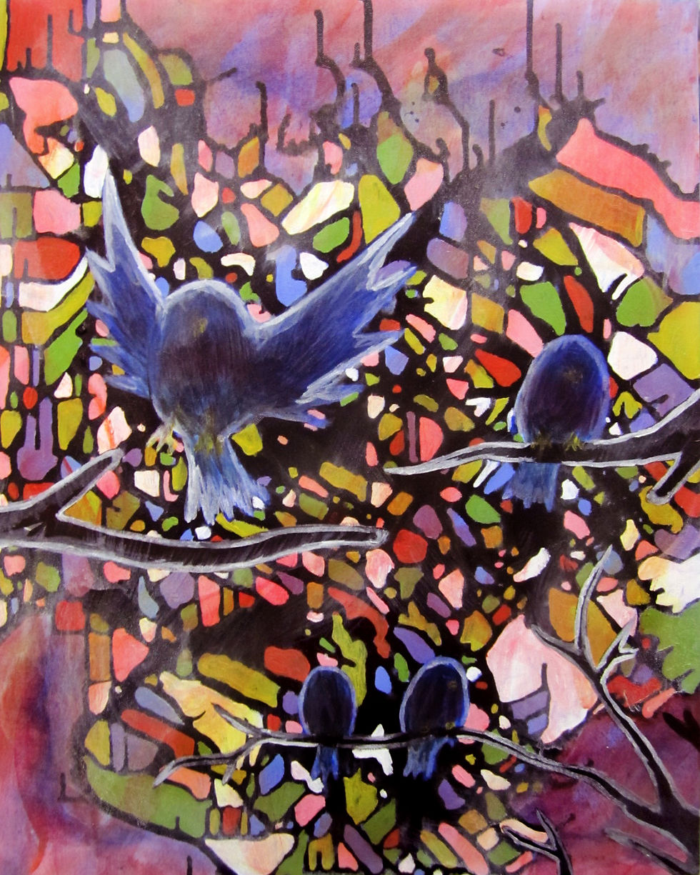 Stained Birds And Flying Glass