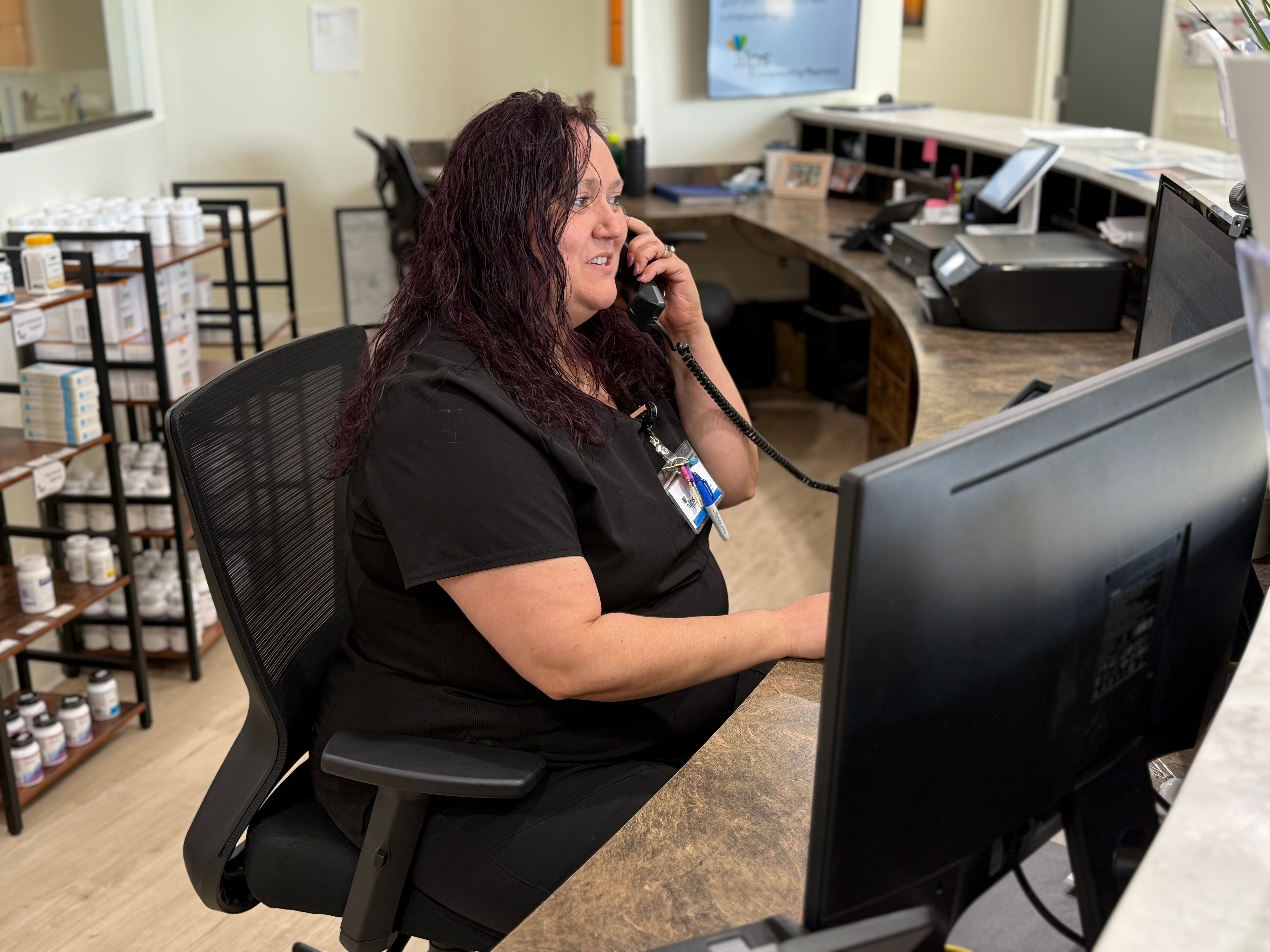 Alp's Health Infusion staff answering phone