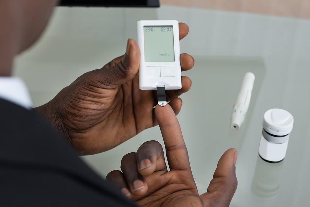 Finger prick device for checking checking blood sugar