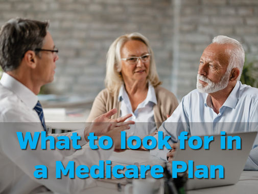 Elderly Couple Speaking with Insurance Agent in front of a laptop.