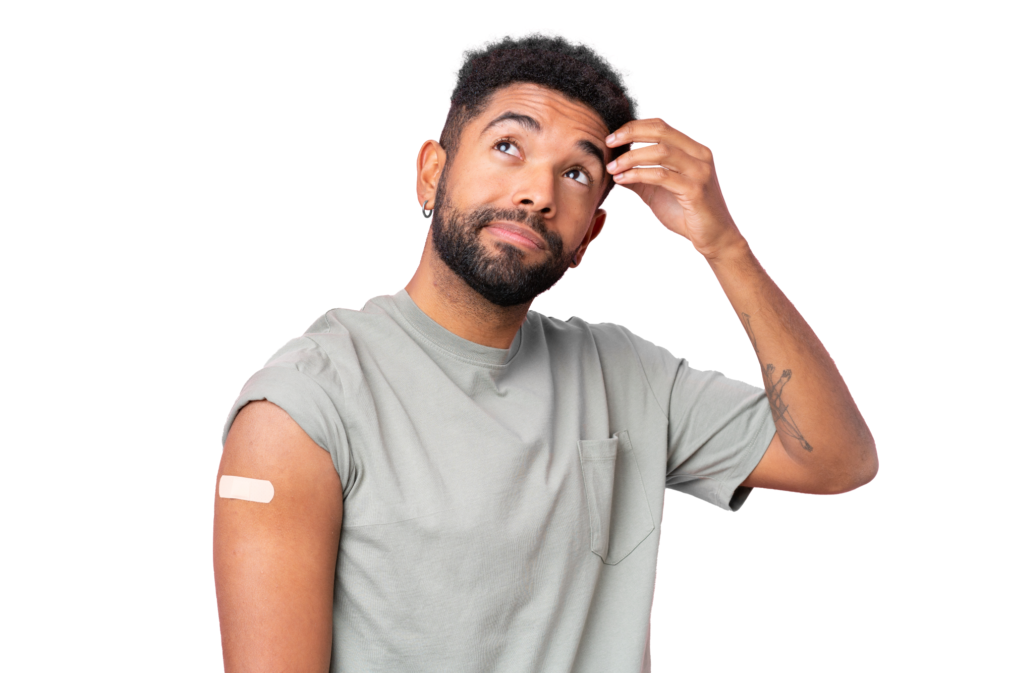 Young man with bandaid on arm