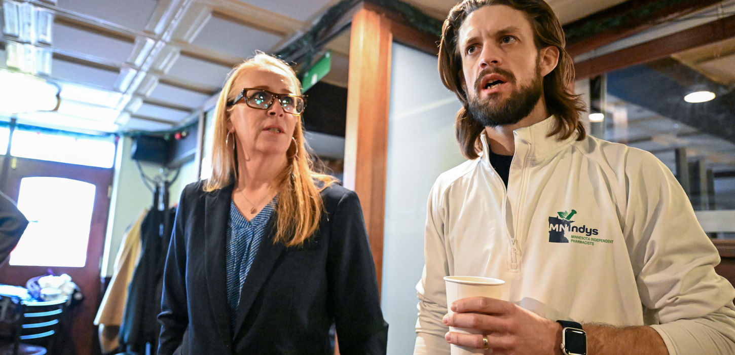 Brandi Chane and Andrew Russell talking