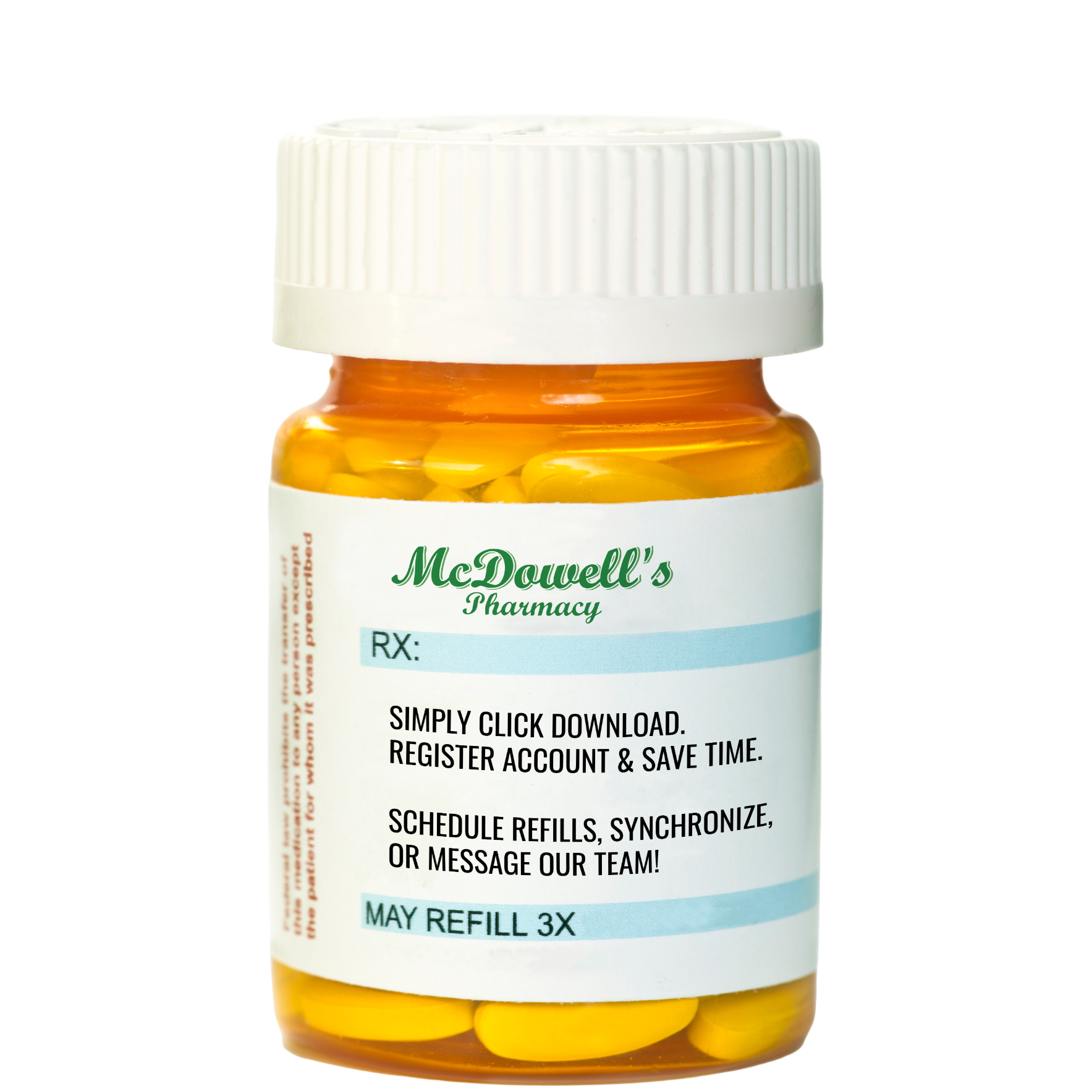 rx bottle with McDowell's logo