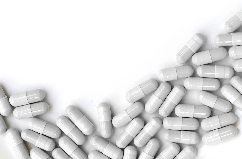 top view of white pills spread out