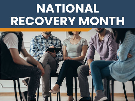 blog graphic of people sitting in a support group for national recovery month
