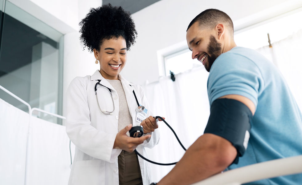 doctor checking patient's blood pressure