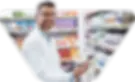 pharmacist smiling in shelves