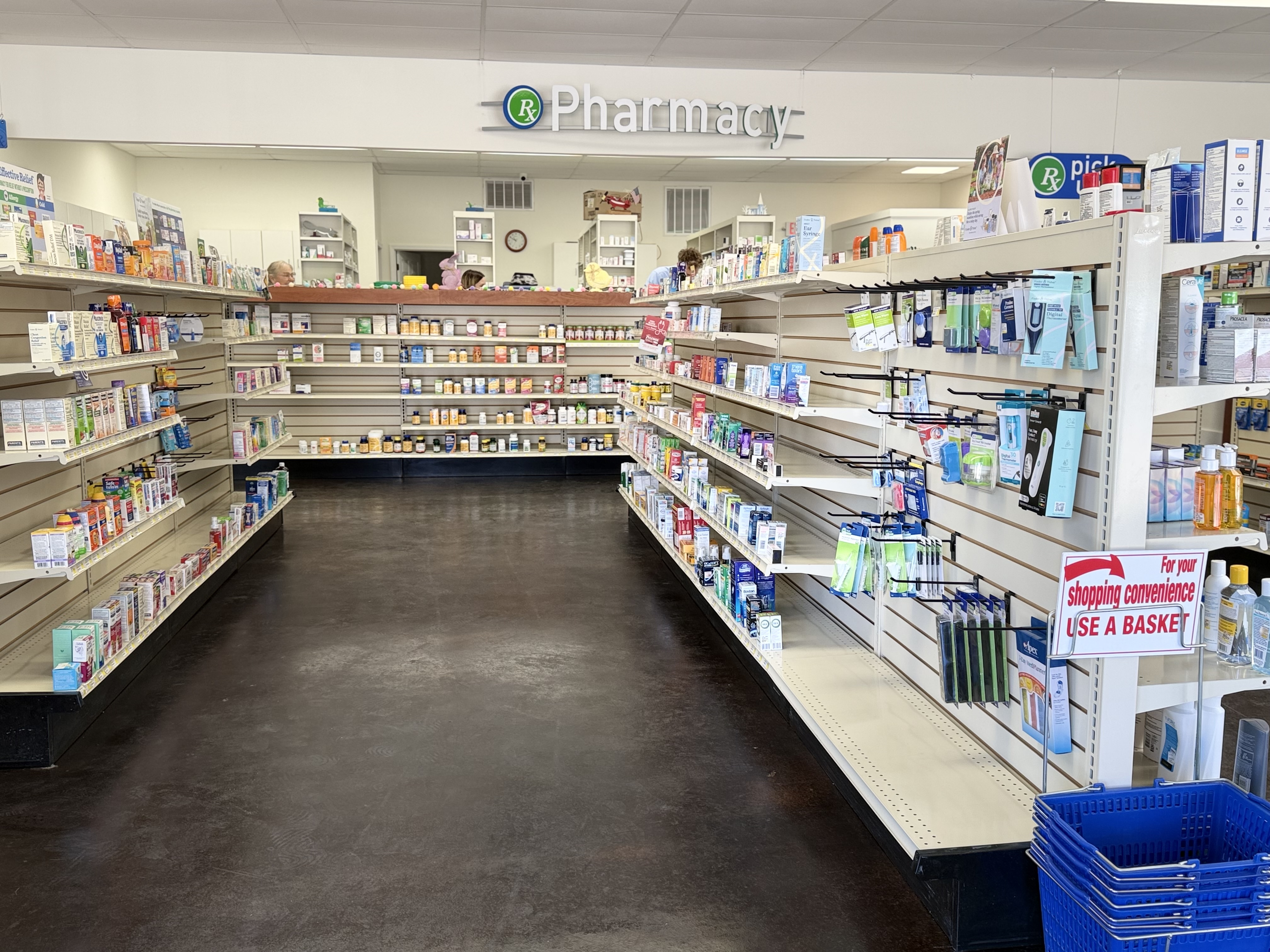 Berlener pharmacy interior with pharmacy shelves