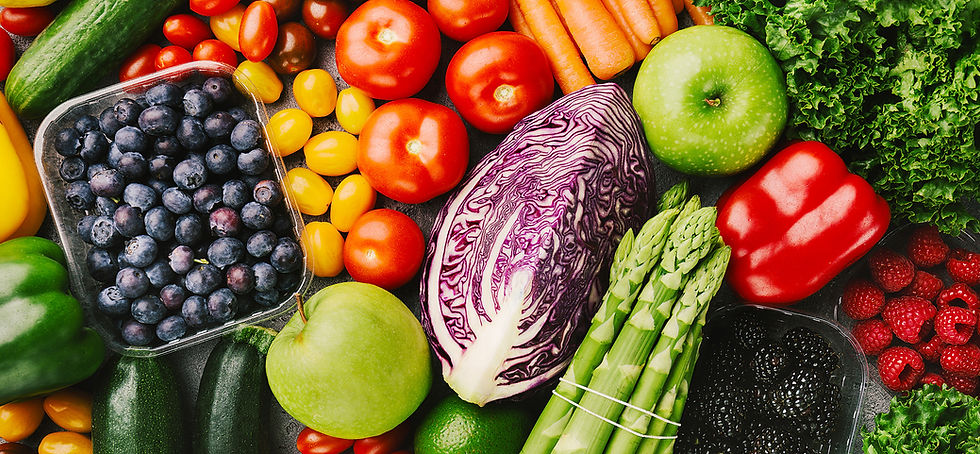 top view of vegetables and fruits