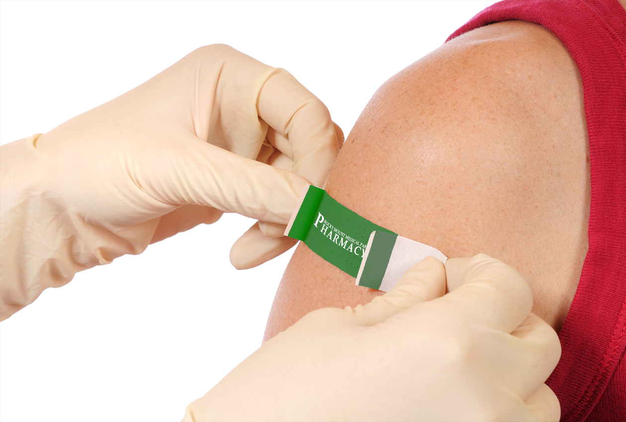 adult with bandaid with the McDowell's logo