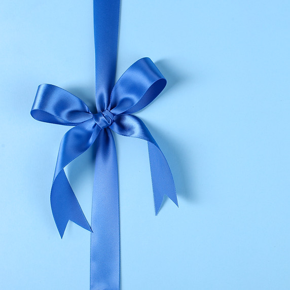 blue bow on light blue background