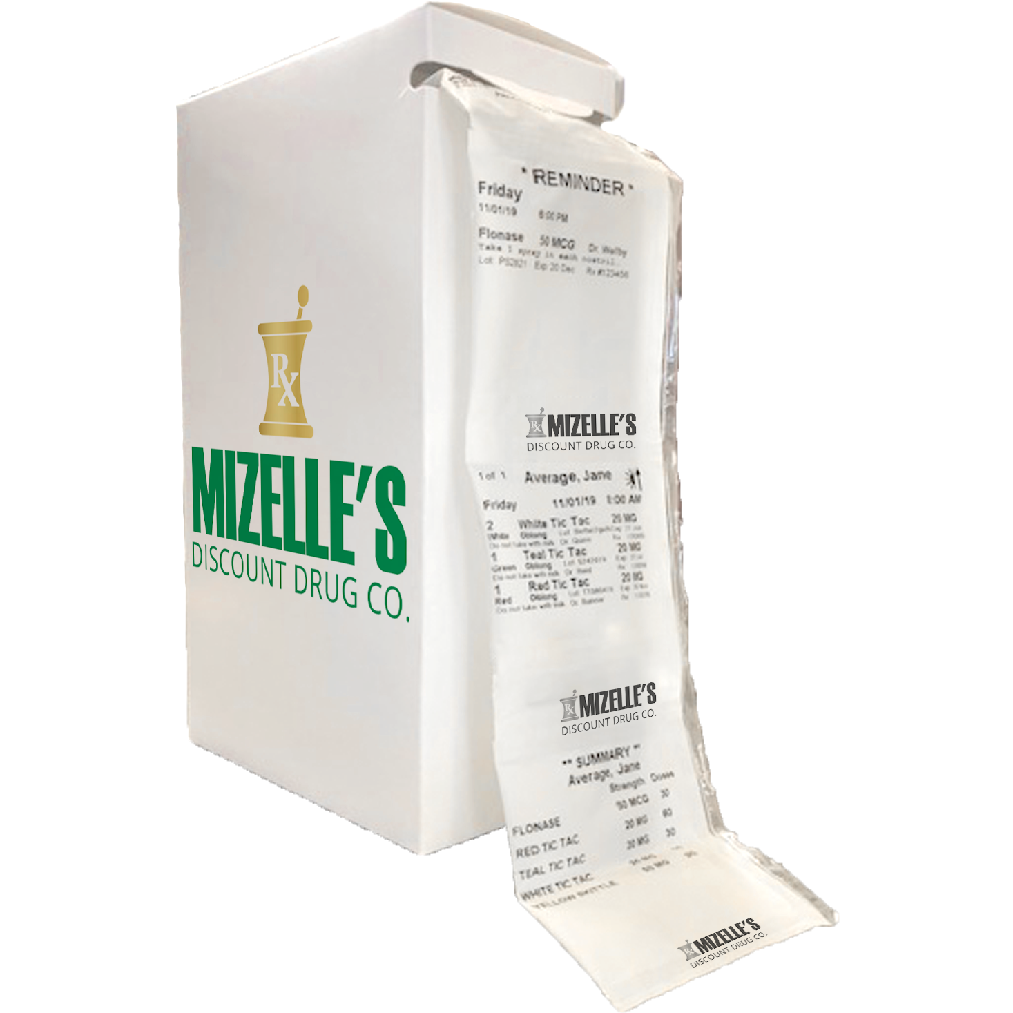 Mizelle's medication packaging box