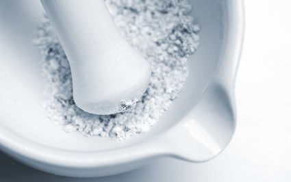 Black and white mortar and pestle
