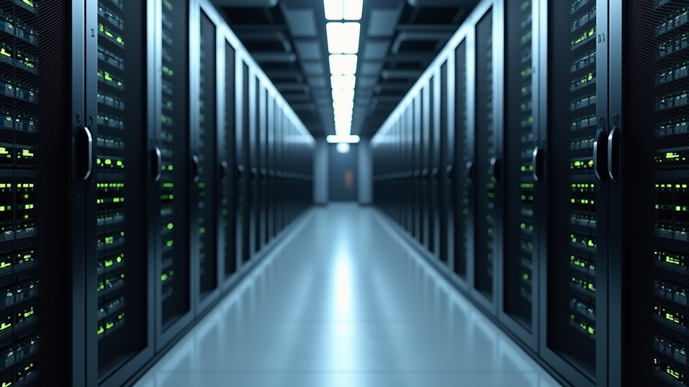 Eye-level view of a modern law office server room with organized racks