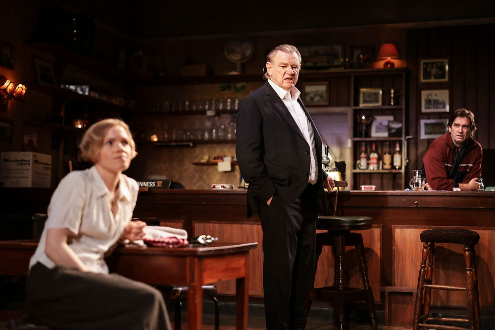 Kate Phillips, Brendan Gleeson and Owen McDonnell in Conor McPherson’s The Weir. Image, Rich Gilligan