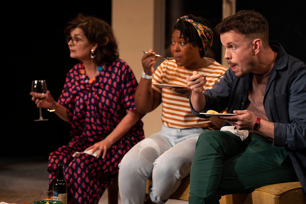 Pom Boyd, Bethan Mary-James and Michael Ford-FitzGerald in This Beautiful Village, an Abbey Theatre production on the Abbey Stage. Image by Pat Redmond.