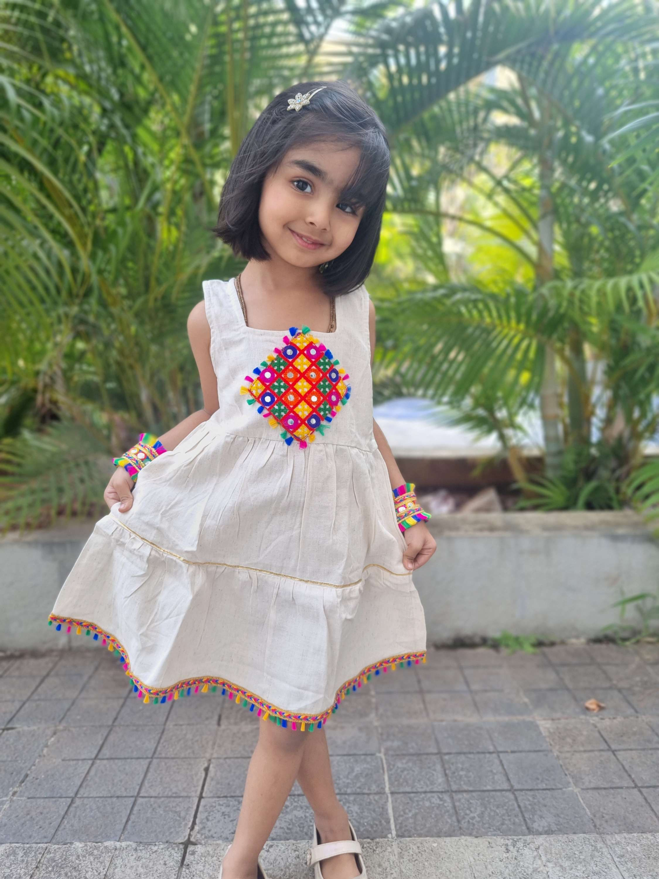 White Dress with kutchi Patch 