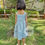 Thumbnail: White n Blue Stripes Frock with Bow