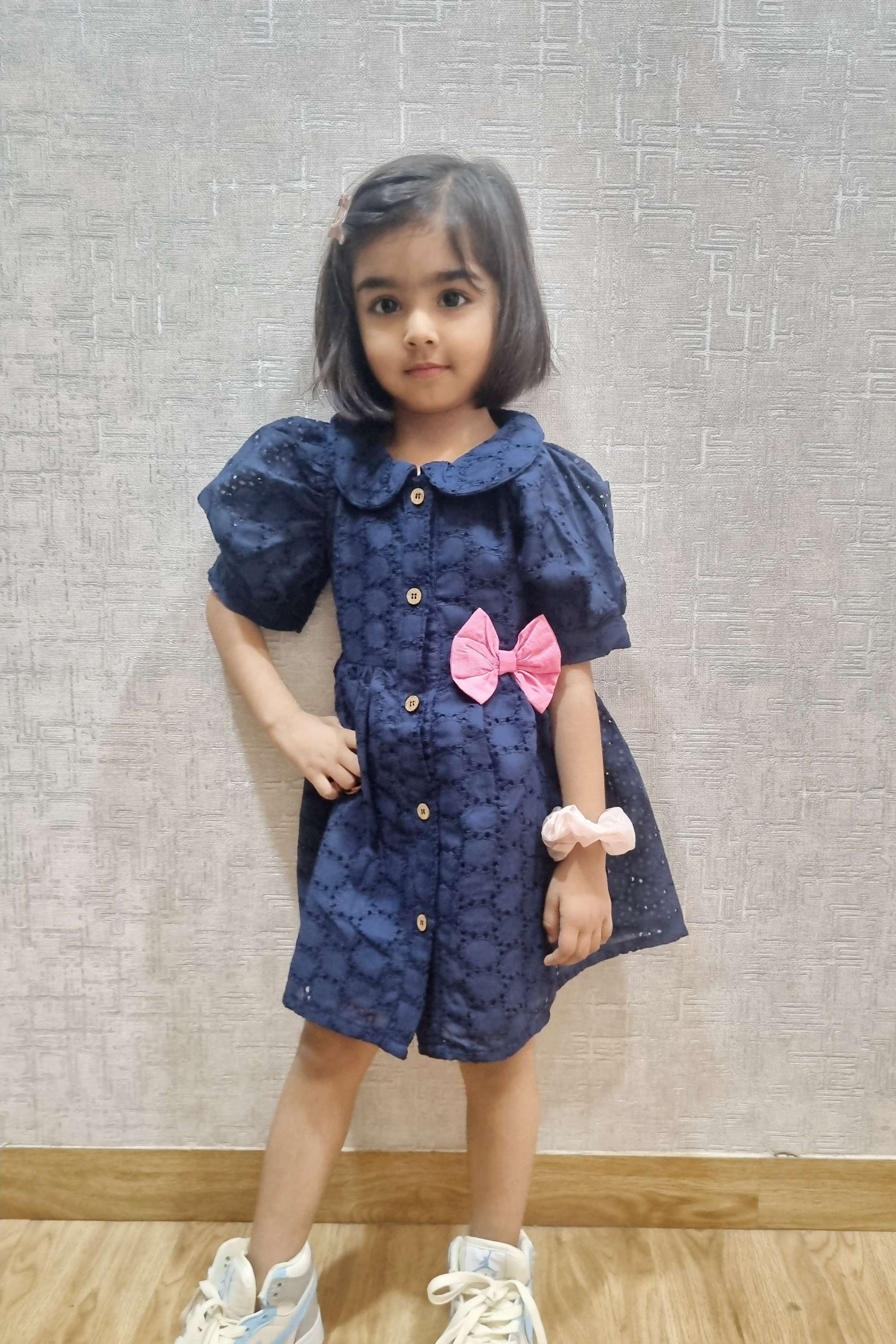 Blue Hakoba Dress with Bow 