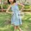 Thumbnail: White n Blue Stripes Frock with Bow