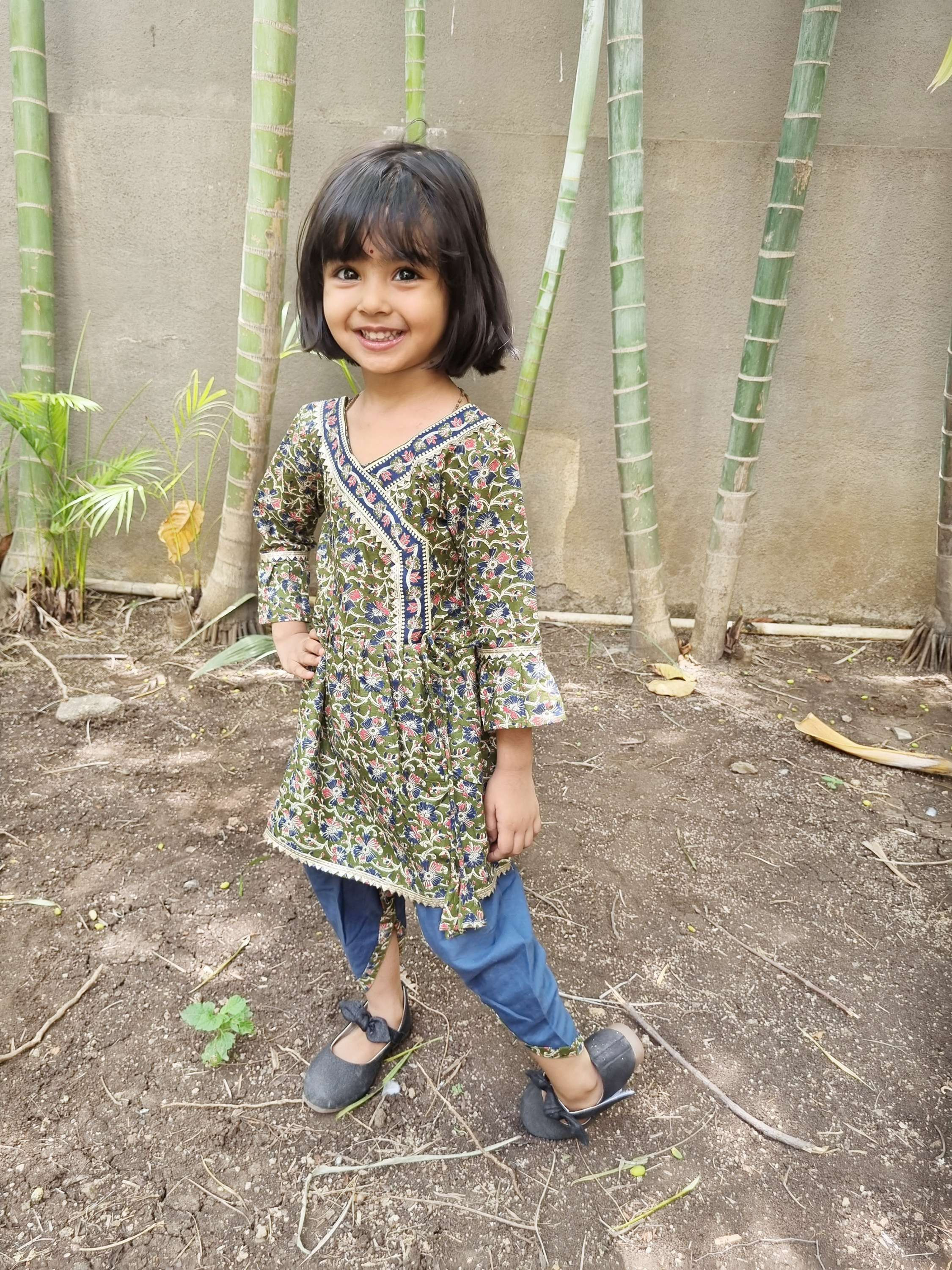 Green Kalamkari Kurta with Tulip Salwar