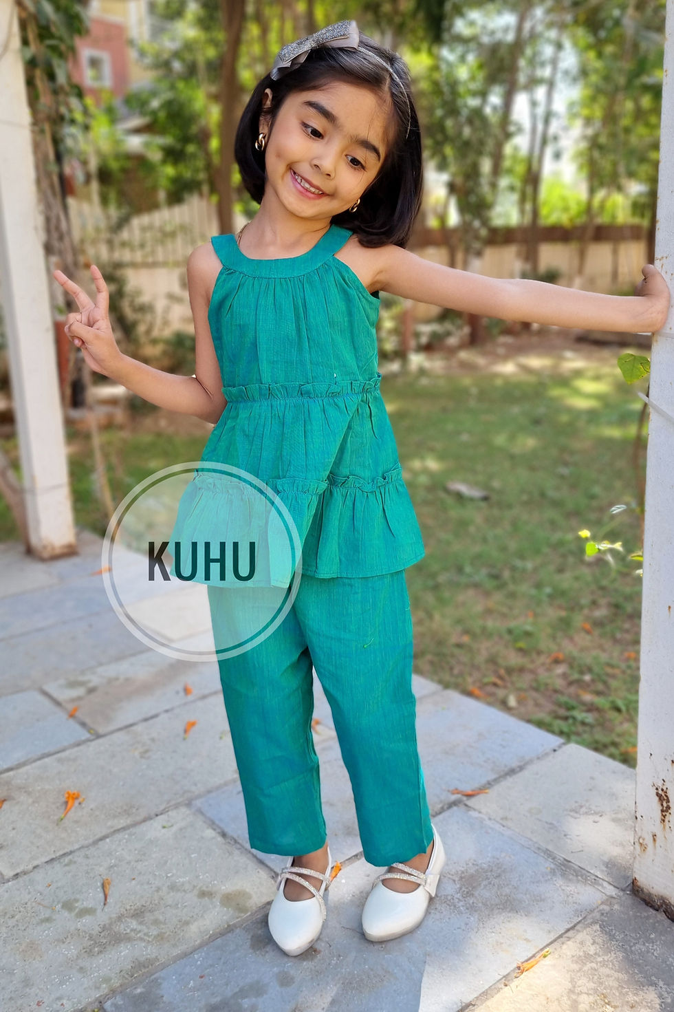 Thumbnail: Peacock Green Coord set with Dual Tone