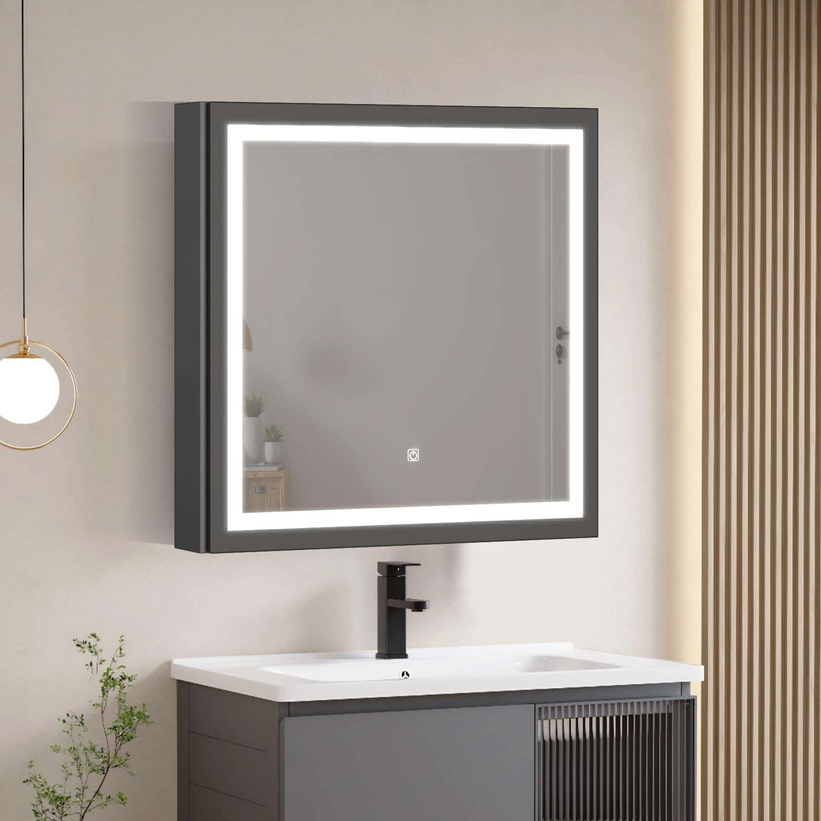 27.56"x27.56"x4.72" Medicine Cabinet with LED Lights and Mir - Image 1