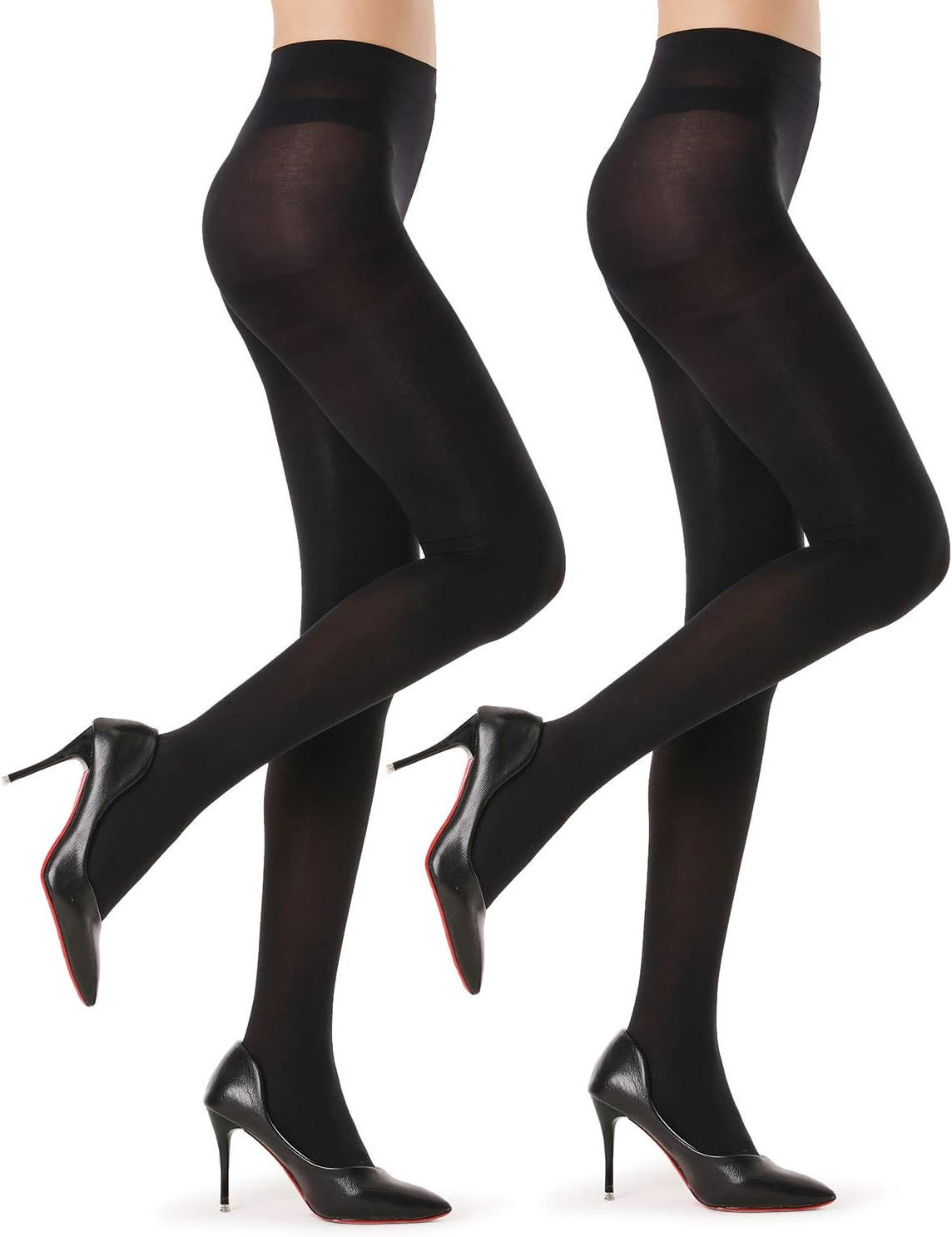 G&Y 2 Pairs Semi Opaque Tights for Women - 40D Microfiber Control Top Pantyhose 