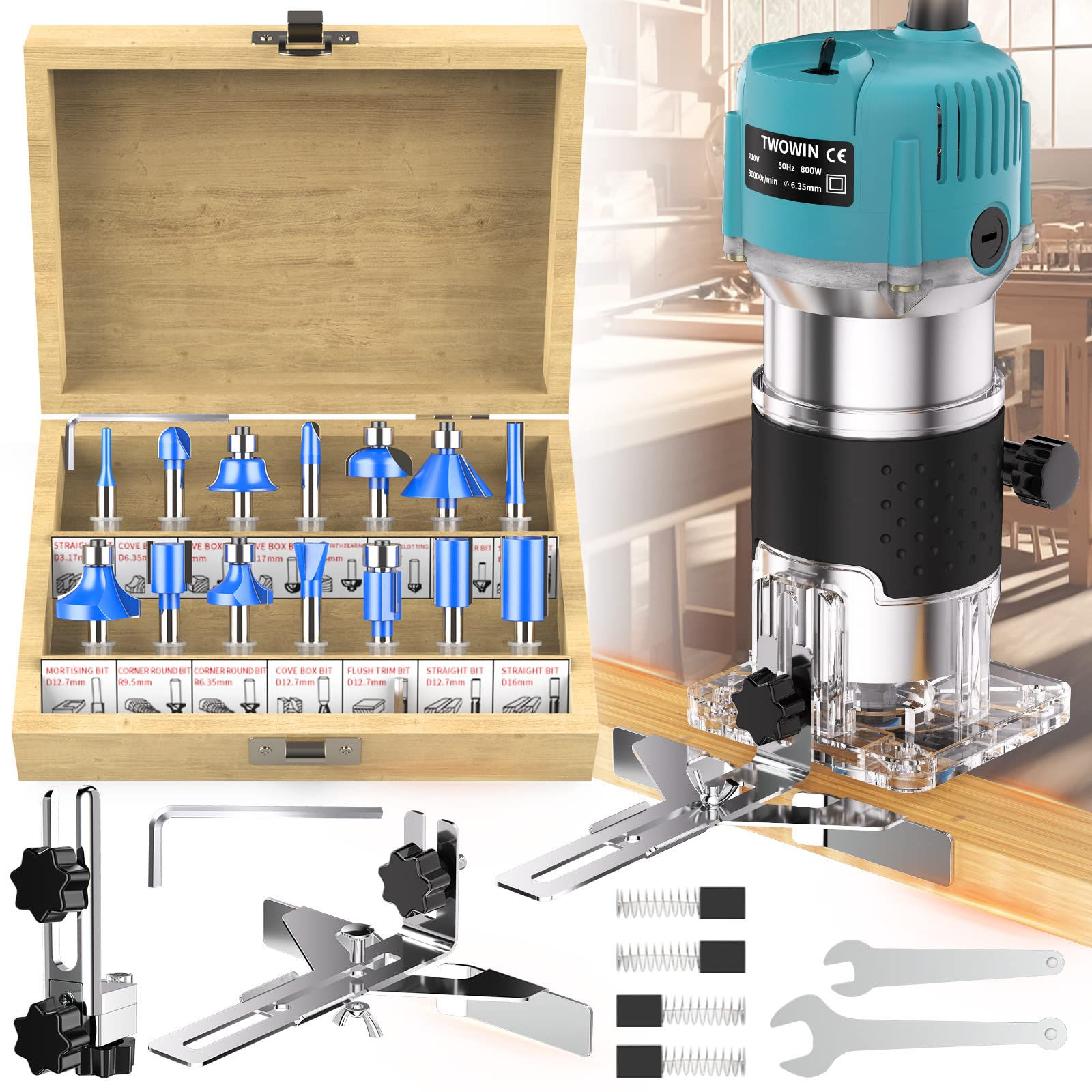 TwoWin Router Tool, 110V 800W Compact Wood Router Tool for W - Image 1