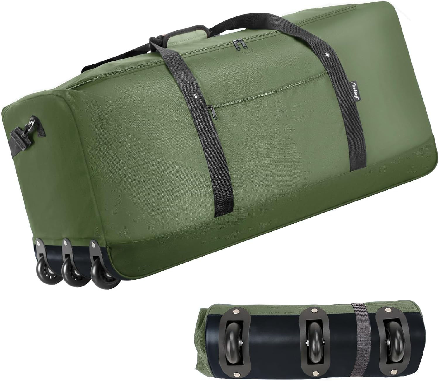 Finnhomy 2PK 120L Foldable Rolling Duffel Bag with 3 Wheels, Light Weight Travel