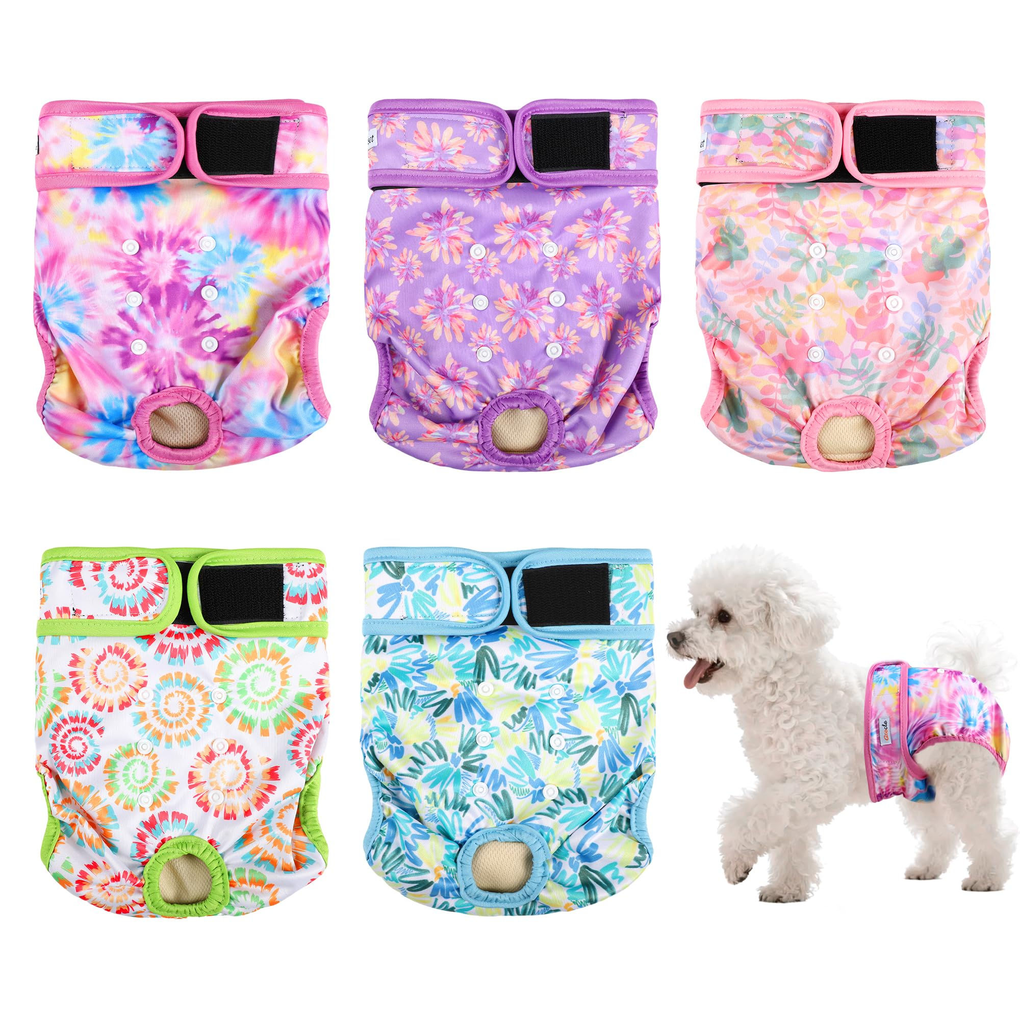 Dog Diapers Female 5pcs,Reusable Dog Doggie Puppy Doggy Diapers Female, Period P