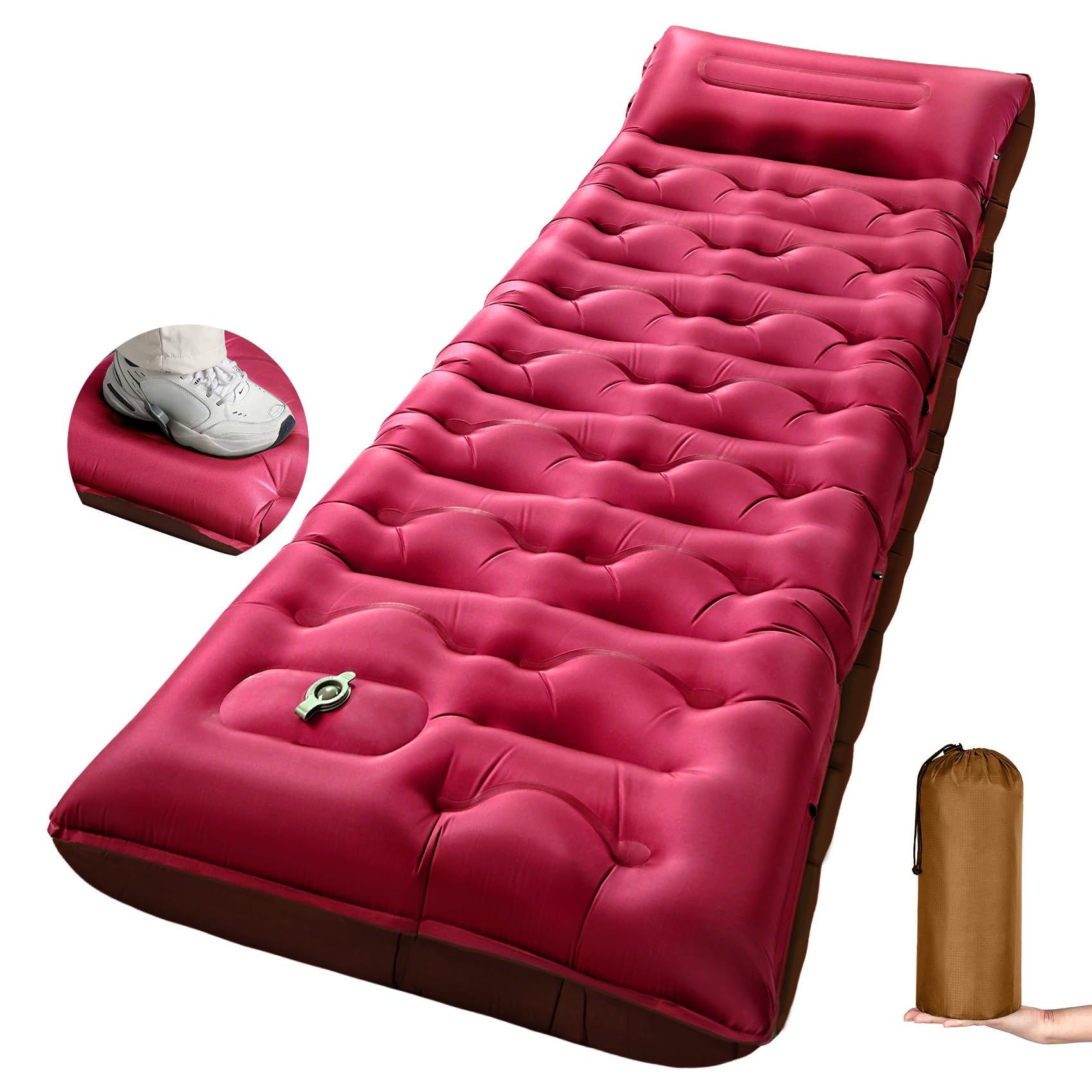KASBAH Camping Sleeping Pad, Extra Wide 6 inch Thick Inflatable Sleeping Pads wi