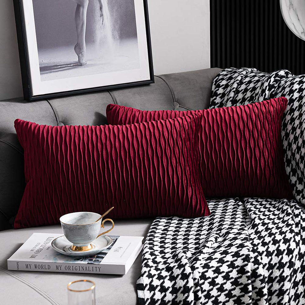 DEZENE Burgundy Throw Pillow Covers: 2 Pack 12x20 Inch Origi - Image 1