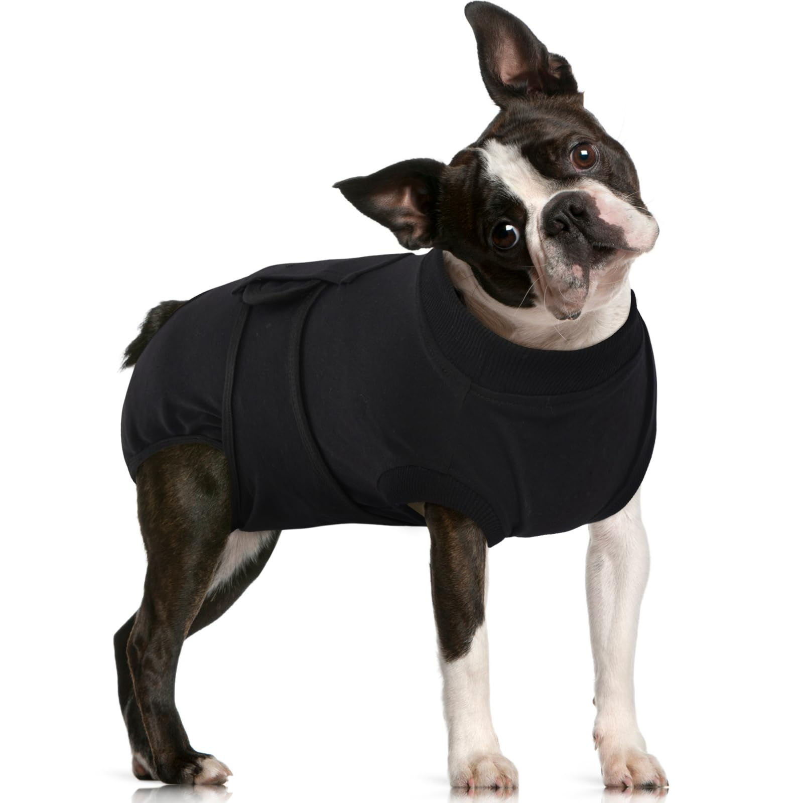 FUAMEY Dog Surgery Recovery Suit Spay/Neuter Male/Female Onsie Black Medium