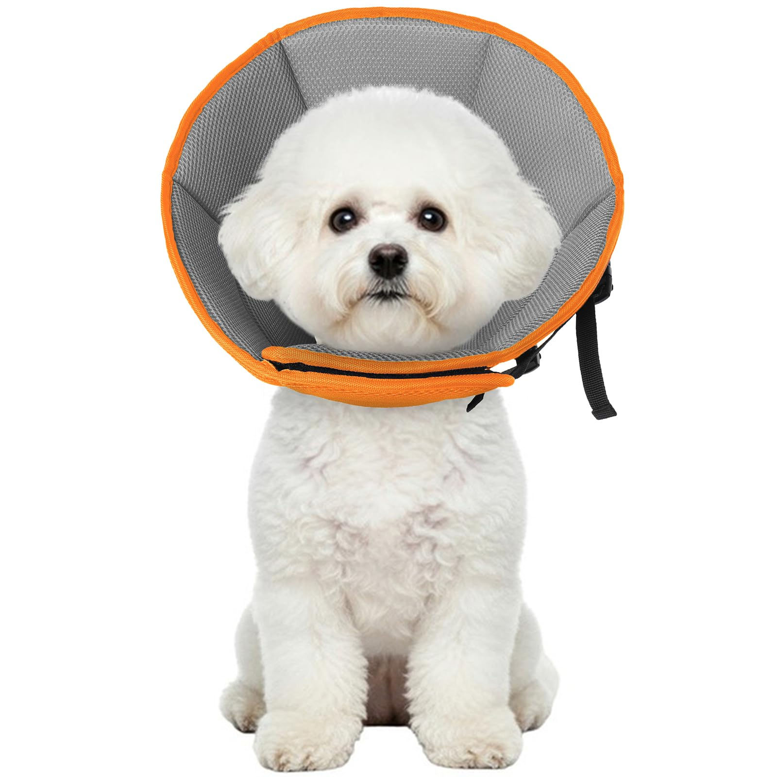 Dog Cone Collar After Surgery, Adjustable Soft Recovery Cone (Orange, S)