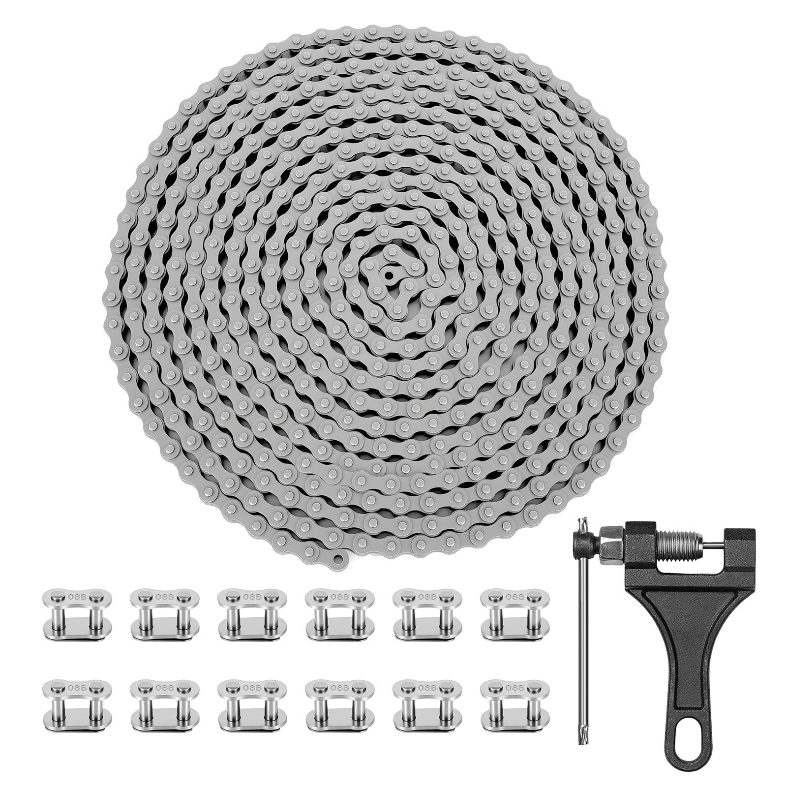 428 Roller Chain 20 Feet 478 Links, 08B Simplex Roller Chain for Chain Driven Sl