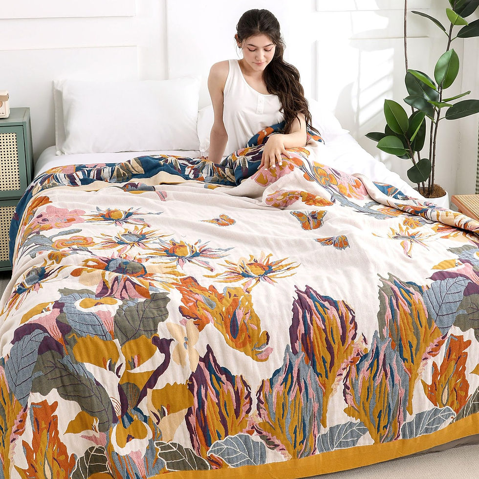Shesyuki Boho Throw Blanket for Bed - 100% Pure Cotton Ultra - Image 1