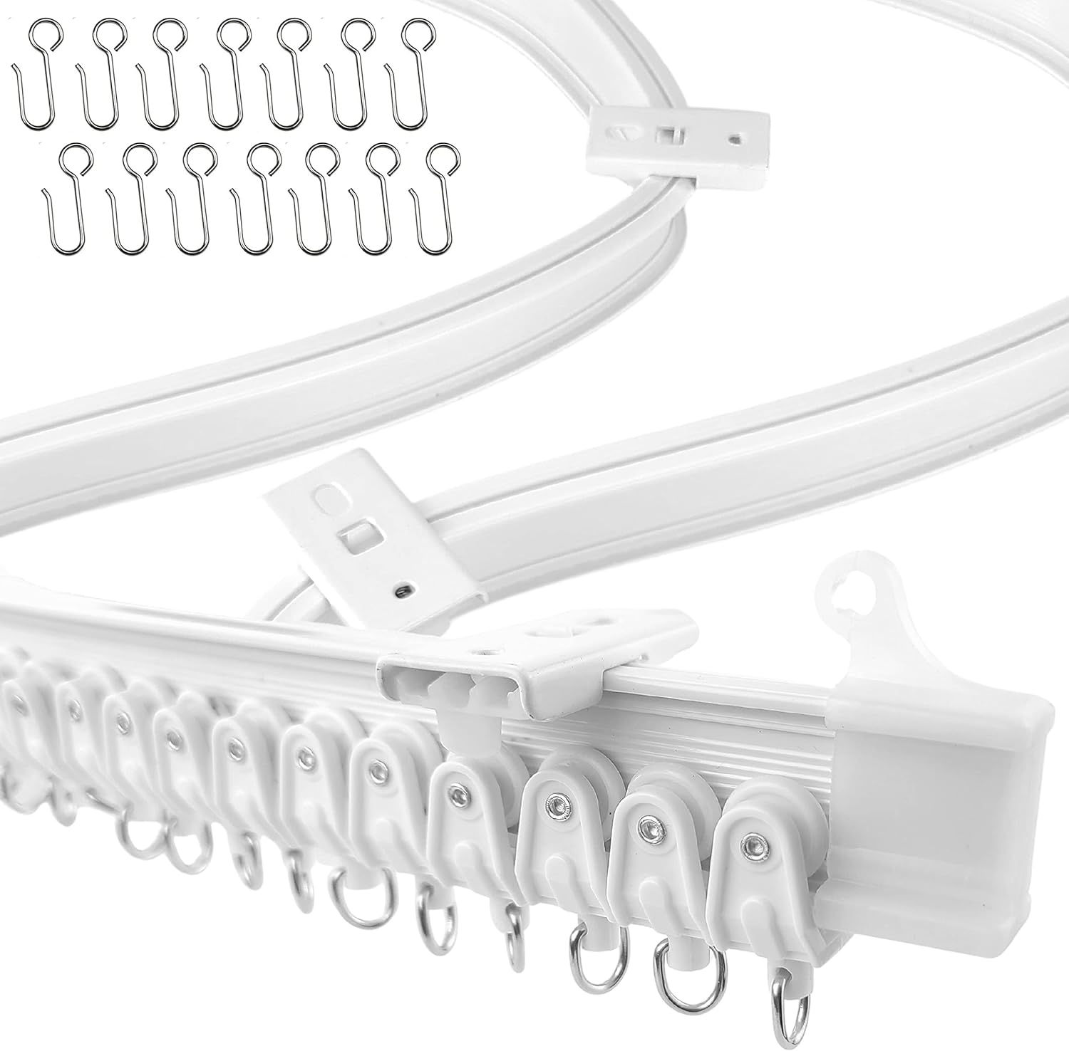 UrbanRed Flexible Bendable Ceiling Curtain Track, 16.4 ft (5 m), Mount for Rail 