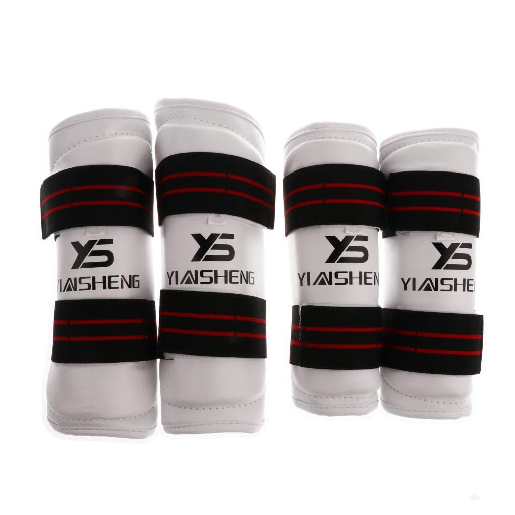LEIPUPA Taekwondo Shin Guard & Arm/Elbow Protector Set, White S