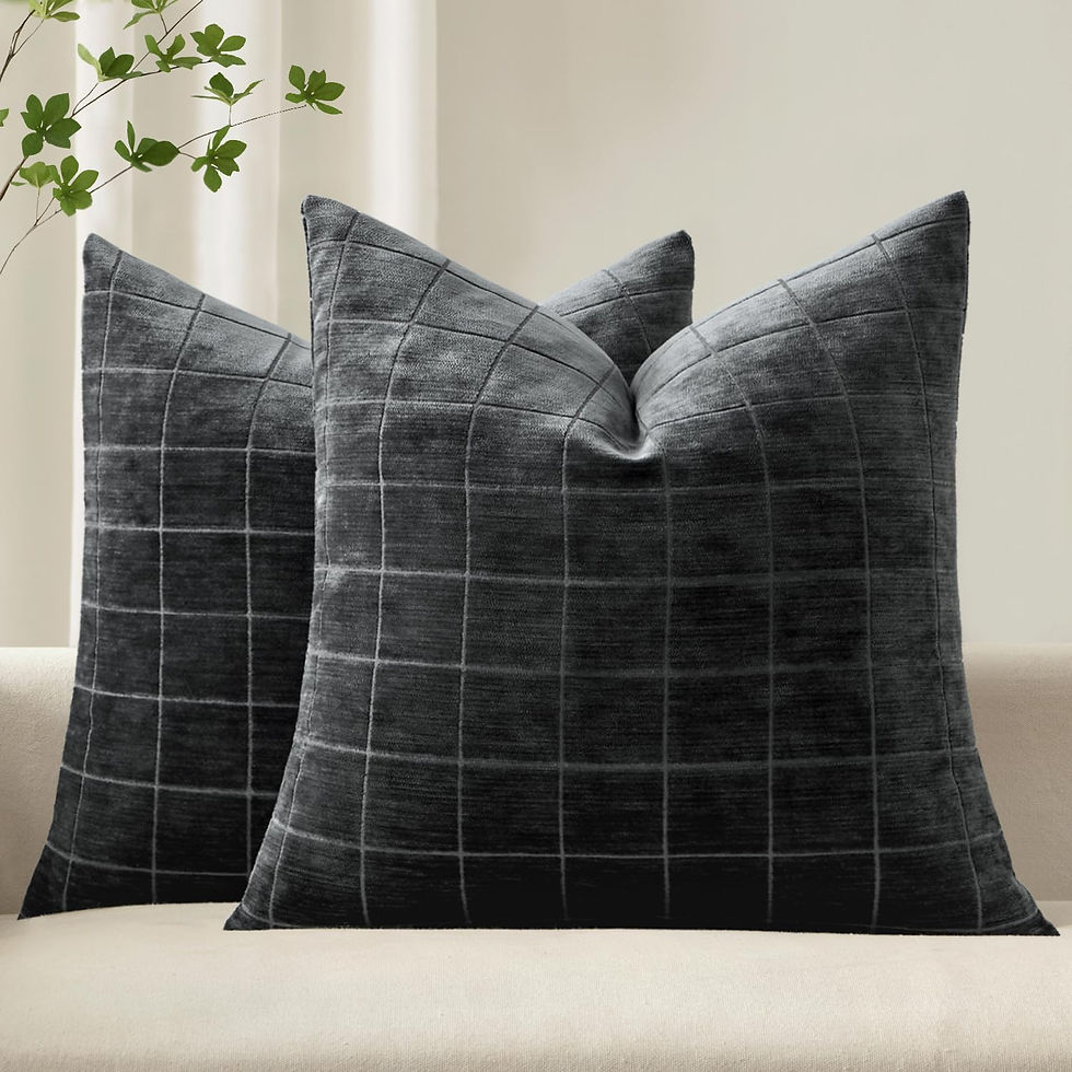 MIULEE Decorative Chenille Check Throw Pillow Covers Vintage - Image 1