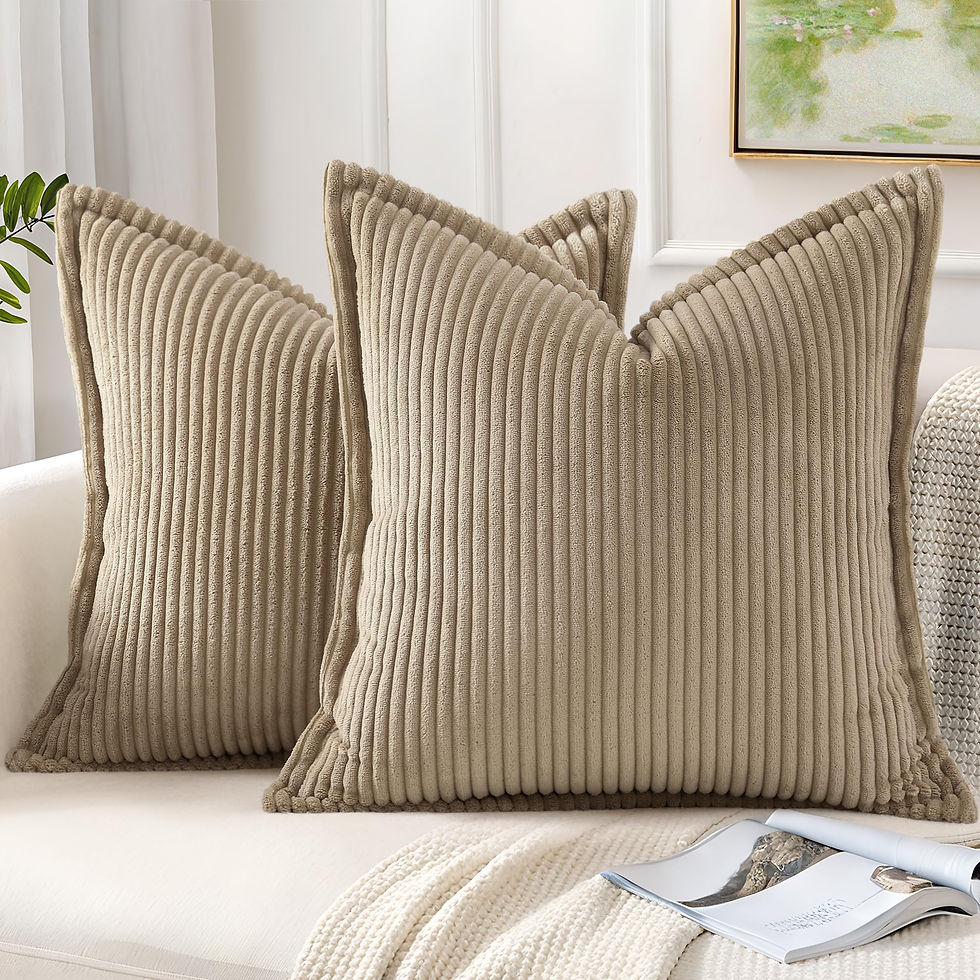 Mecatny Corduroy Throw Pillow Covers 18x18 Set of 2, Neutral - Image 1