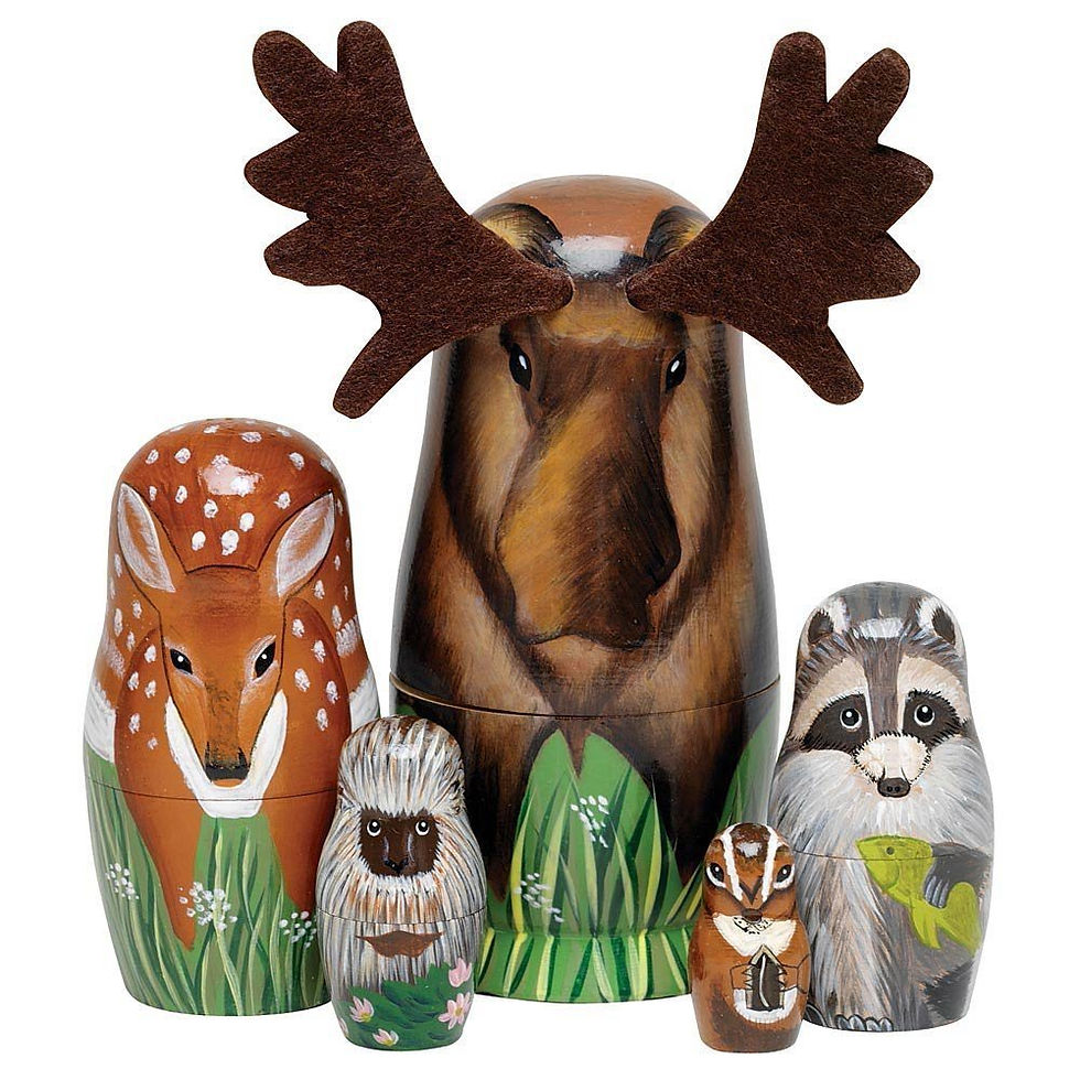 Bits and Pieces Moose Nesting Dolls - Russian Doll Set of 5  - Image 1
