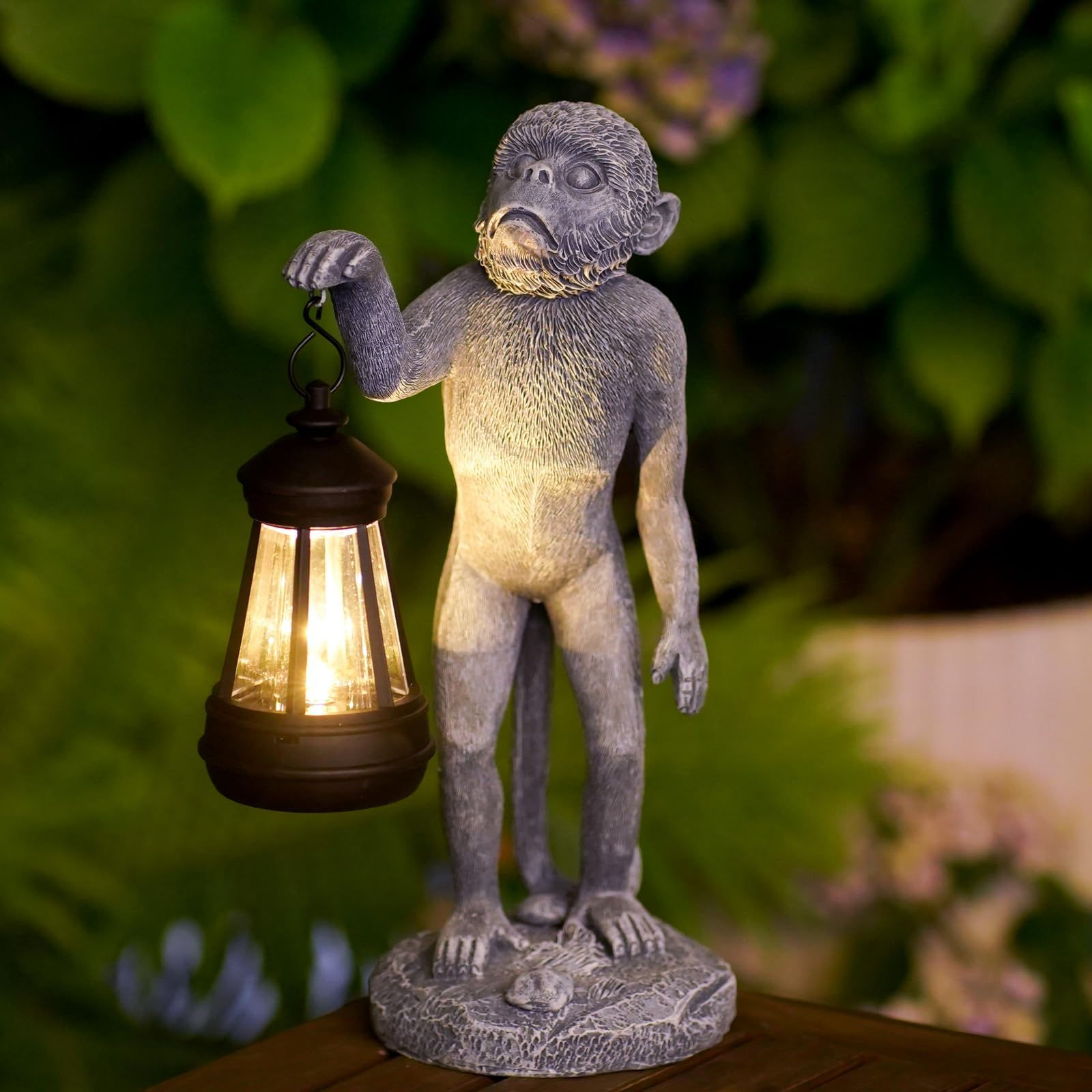 Qeeman Monkey Statues: Weather Proof Resin Chimpanzee for Garden Decor Lawn