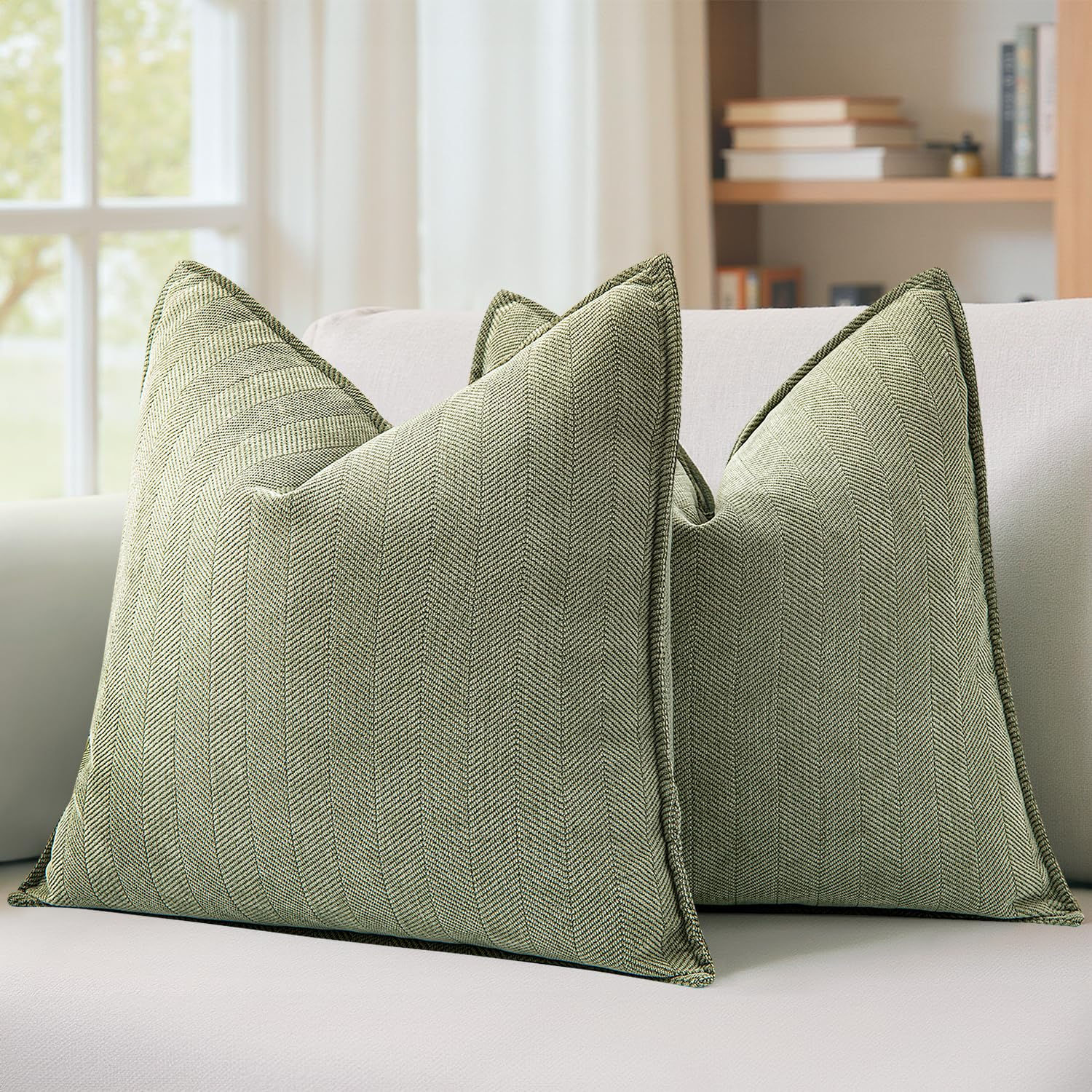 MIULEE Pack of 2 Sage Green Decorative Pillow Covers 24x24 I - Image 1