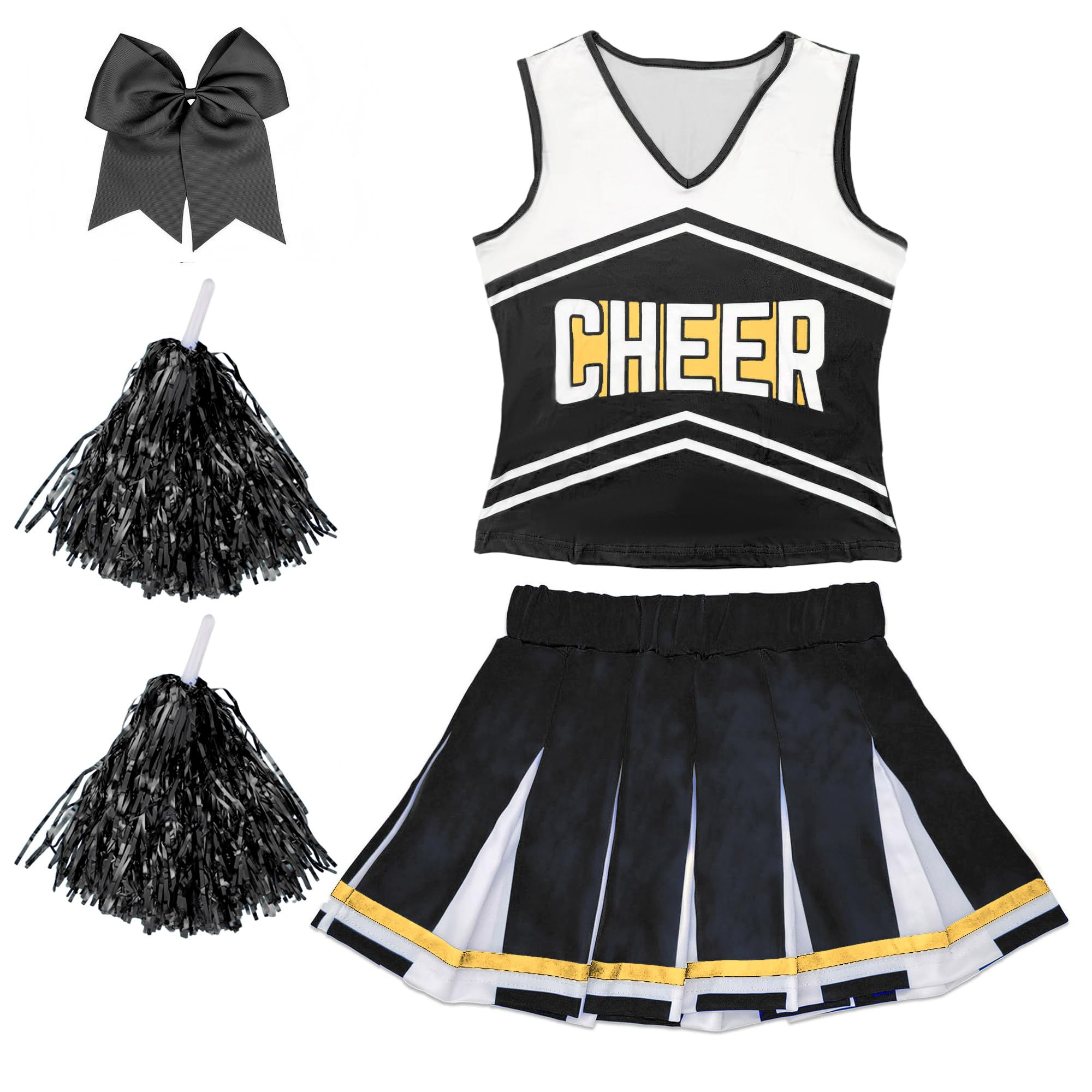 Danzcue Cheerleader Costume for Adult, Cheerleading Outfit With Pompoms for Wome